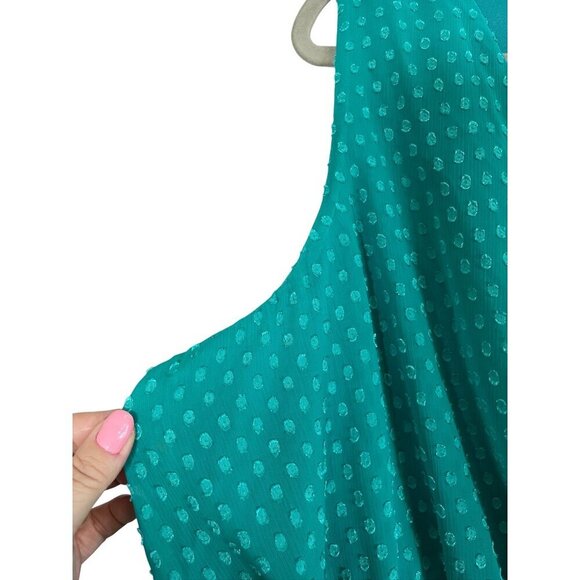 Lane Bryant Clip Dot Dress 22 Green Tank Midi Feminine Retro Pinup Skater 80s - Picture 4 of 12